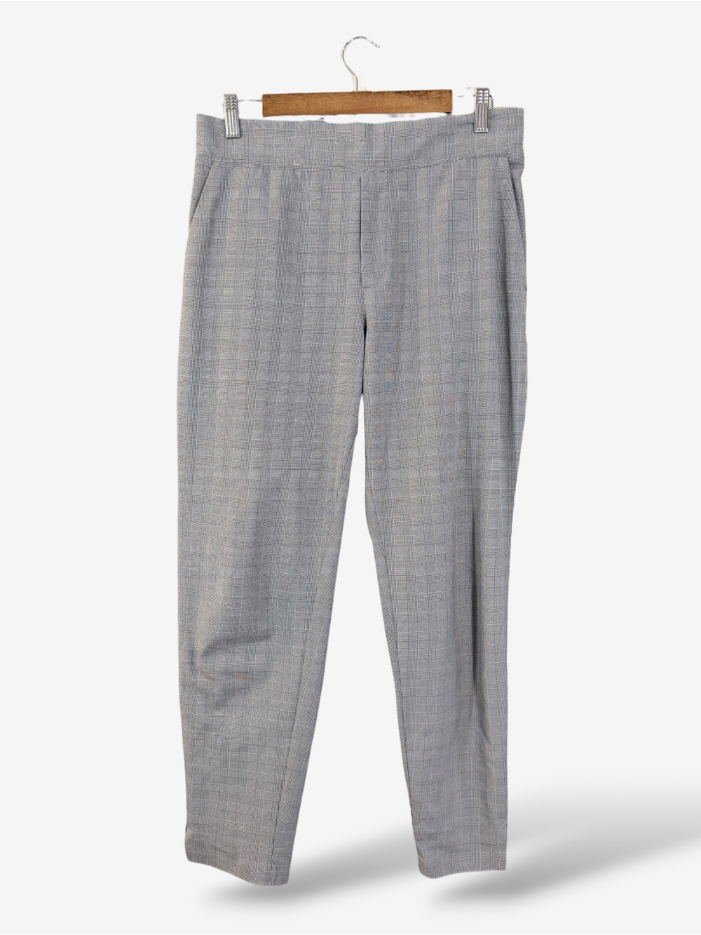 Athleta Brooklyn Ankle Pants Size 8 Gray Houndstooth Plaid Black Tuxedo Stripe